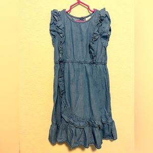 Cute ruffle denim color dress